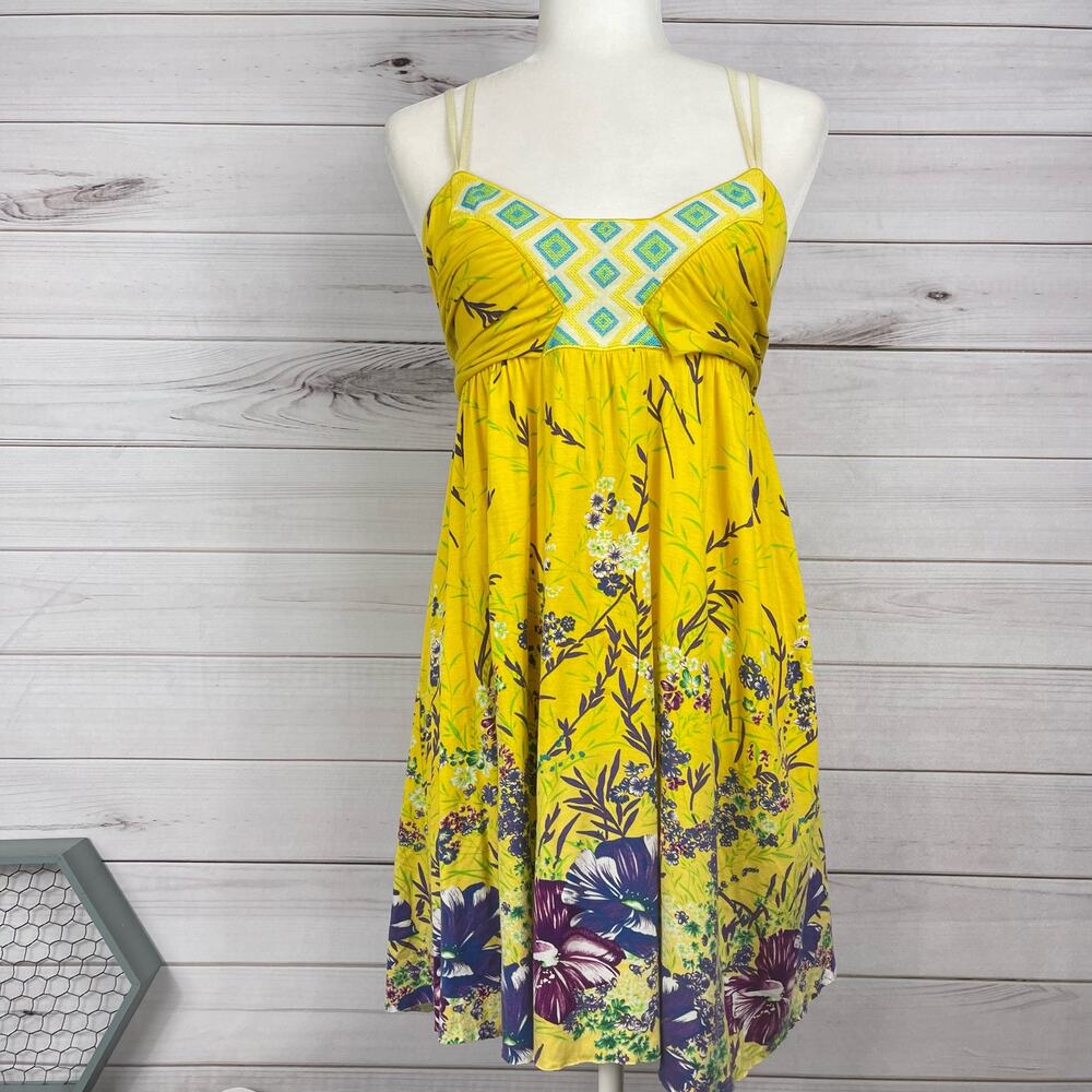 Free People Yellow Floral Mini Dress